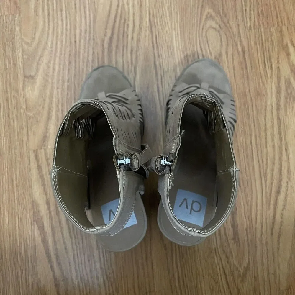 DOLCE VITA tan brown boho peep toe chunk heel size US 6 - Picture 5 of 7